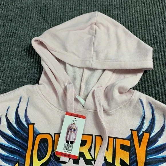 Journey Hoodie Womens Extra Small XS Pink Pullover Sweatshirt Pocket Graphic NWT - Picture 2 of 16